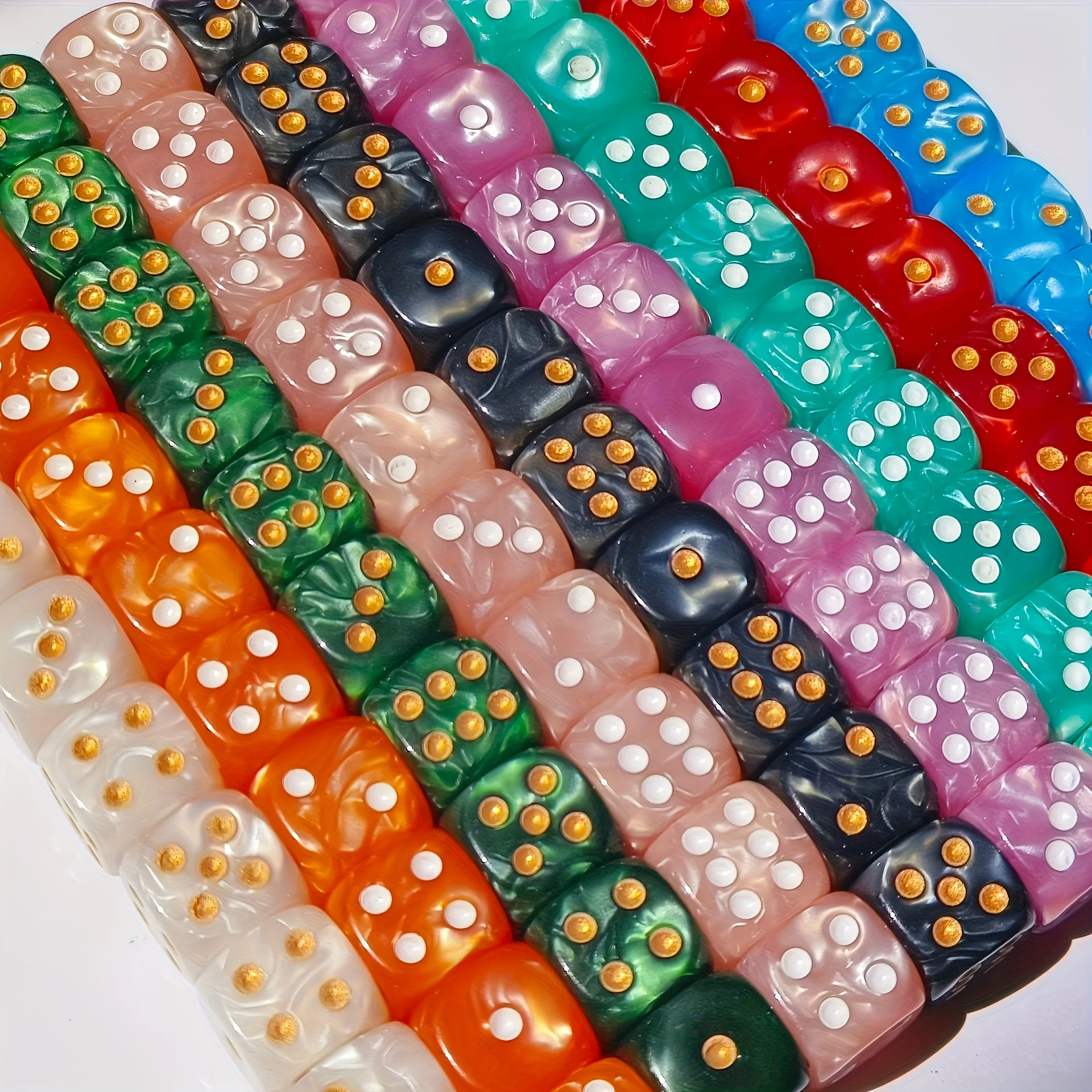 10Pcs 12mm Pearl Swirl D6 Dice - Tablet Gaming Accessories 评论和价格