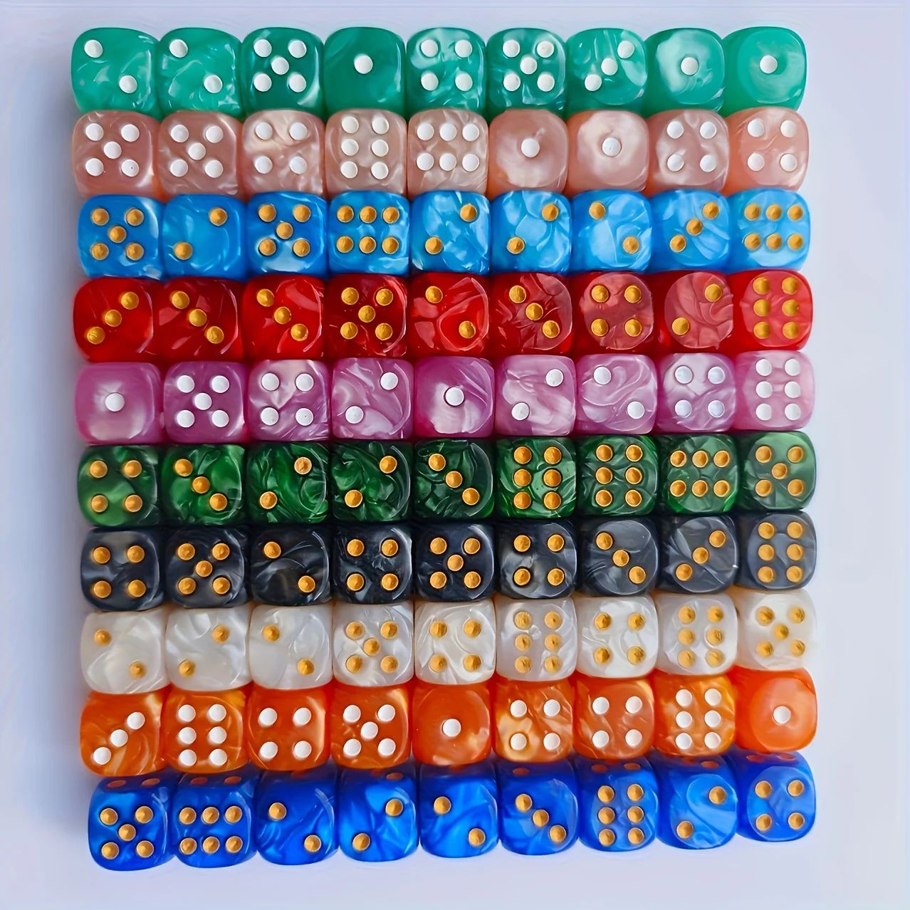 10Pcs 12mm Pearl Swirl D6 Dice - Tablet Gaming Accessories 评论和价格